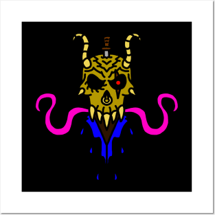 Octo Skull with Horns Posters and Art